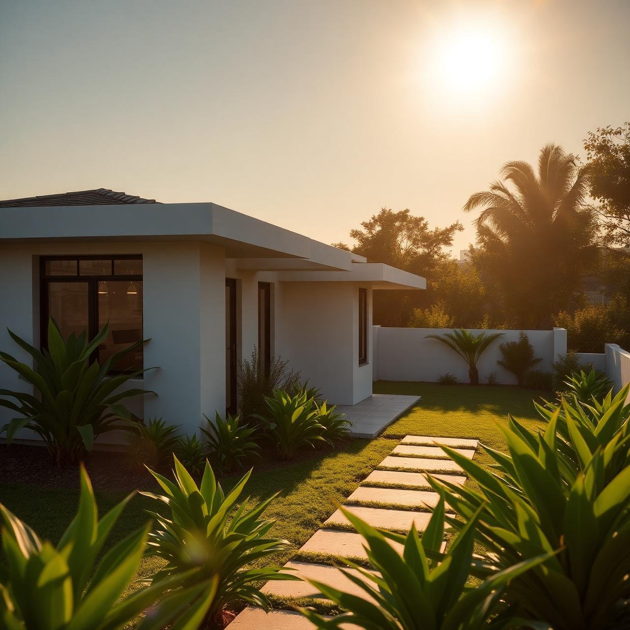 Casa brasileira iluminada pelo sol usando energia limpa